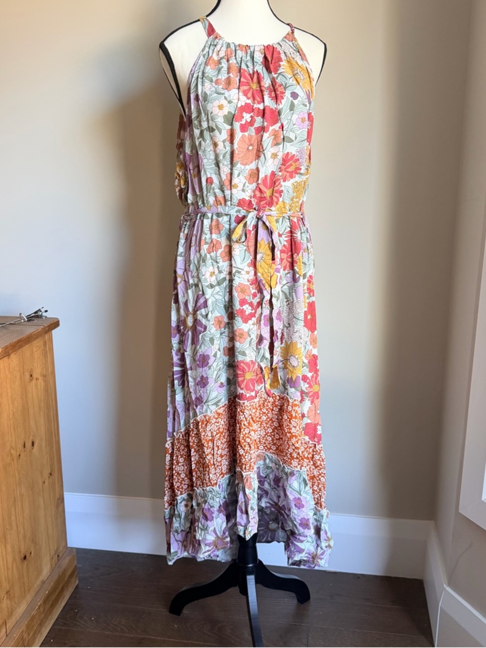 Halter Maxi Sundress in Multicolor Floral